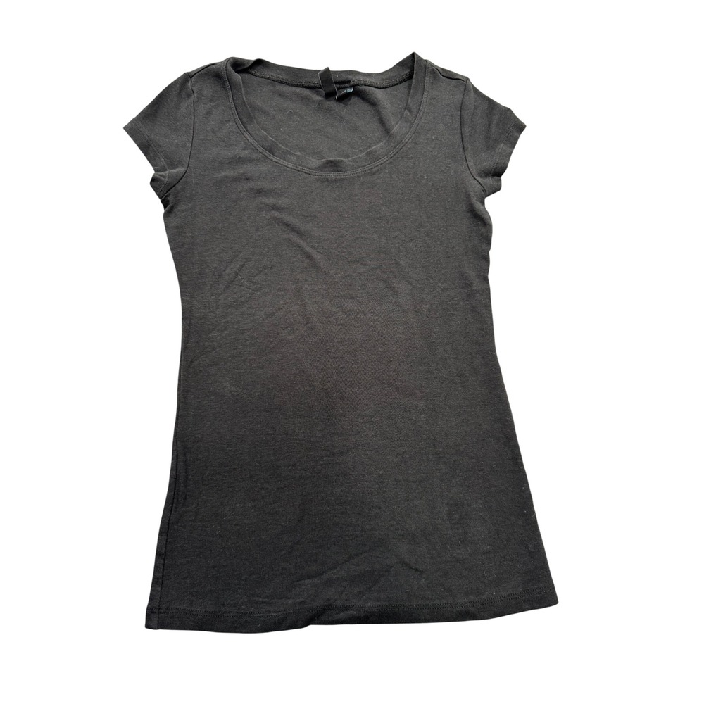 Cynthia Rowley Womens Scoop Neck Short Sleeve T-Shirt Black Size S Peru Made